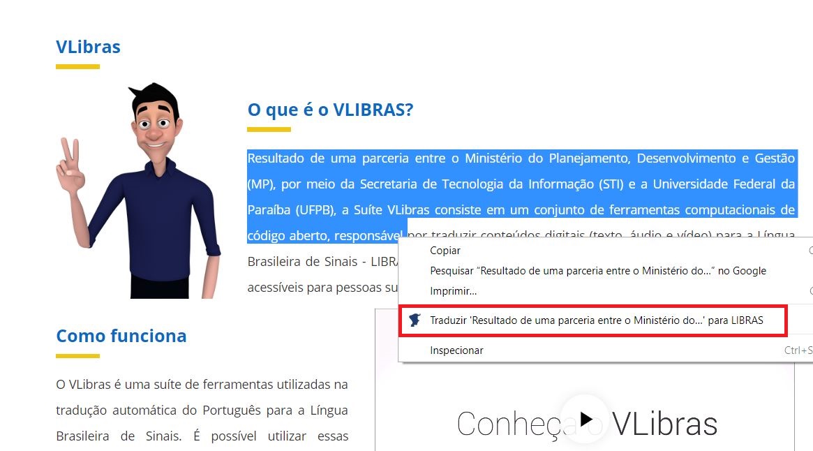 imagem do uso do Vlibras